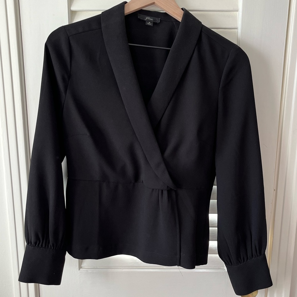 J Crew Black V-Neck Blouse Size 4